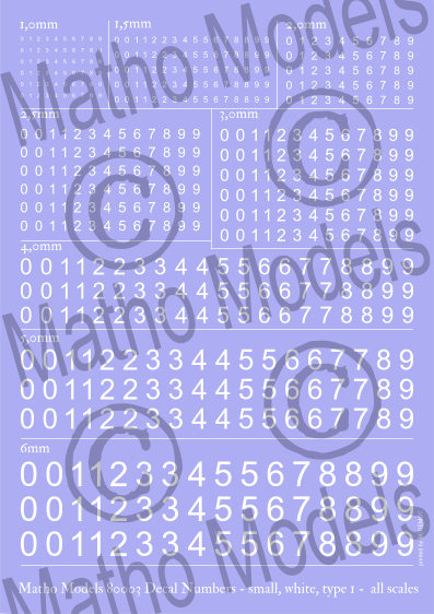 80003  Decals numbers, small, white, type 1