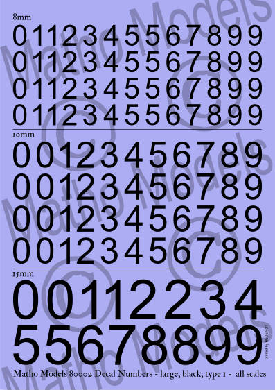 80002  Decal numbers, large, black, type 1