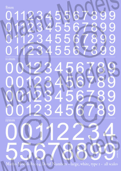 80004 Decal numbers large, white, type 1