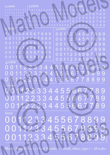 [80003] 80003  Decals numbers, small, white, type 1